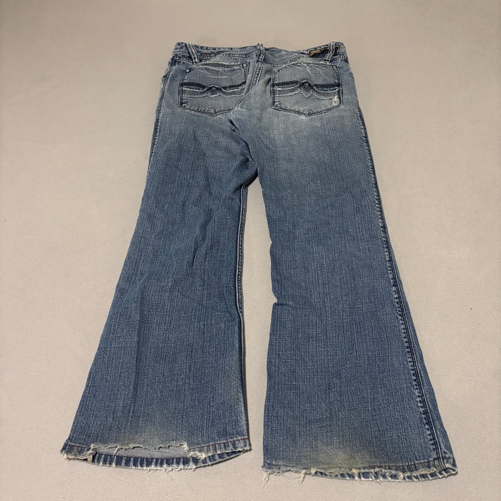 Diesel Zaf Womens Low Rise Flare Jeans 31x32 Distressed Light Wash Blue Y2K - Picture 11 of 12